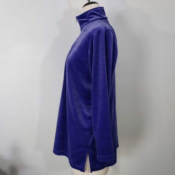 All American Comfort 1/4 Zip Tracksuit Jacket Velvet Velour Womens Medium Purple - Picture 5 of 12